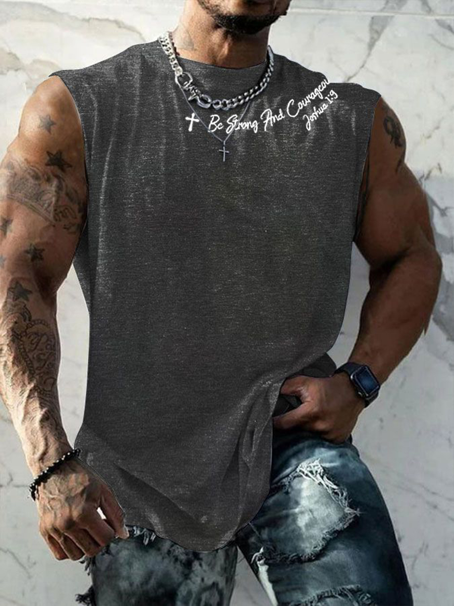 Men's Be Strong And Courageous Printed Vest