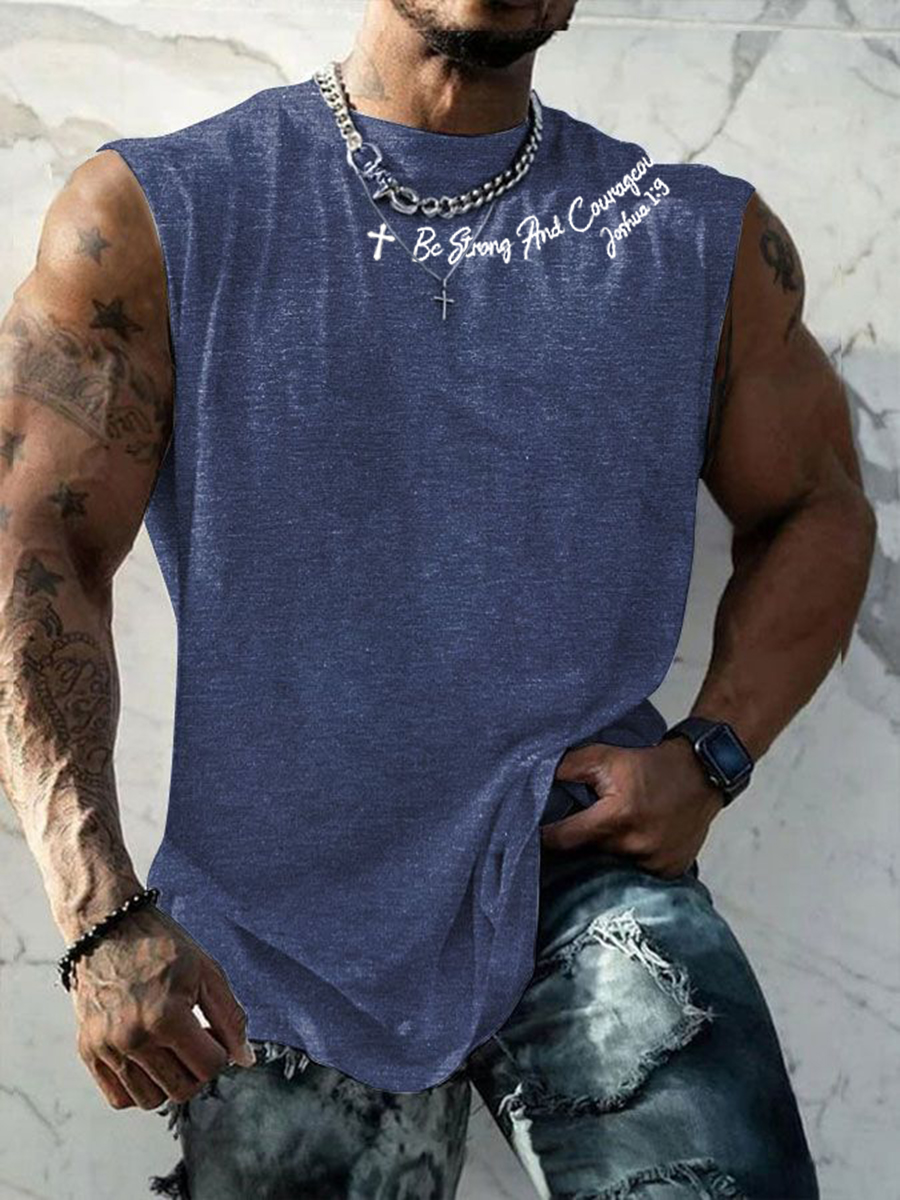 Men's Be Strong And Courageous Printed Vest
