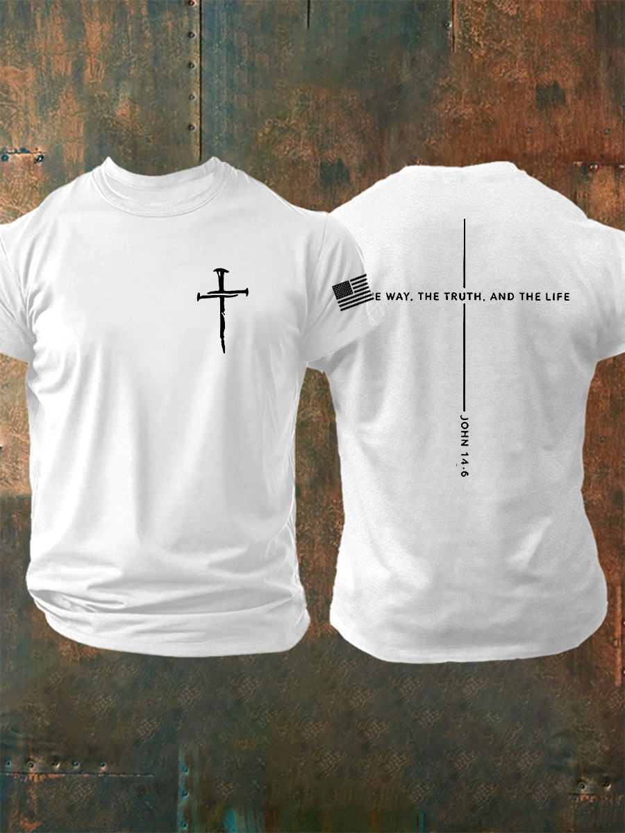 Men's Jesus The Way The Truth The Life John 14:6 Christian Cross Short Sleeve T-shirt