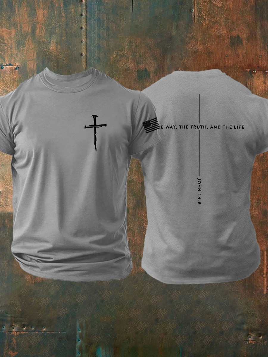 Men's Jesus The Way The Truth The Life John 14:6 Christian Cross Short Sleeve T-shirt