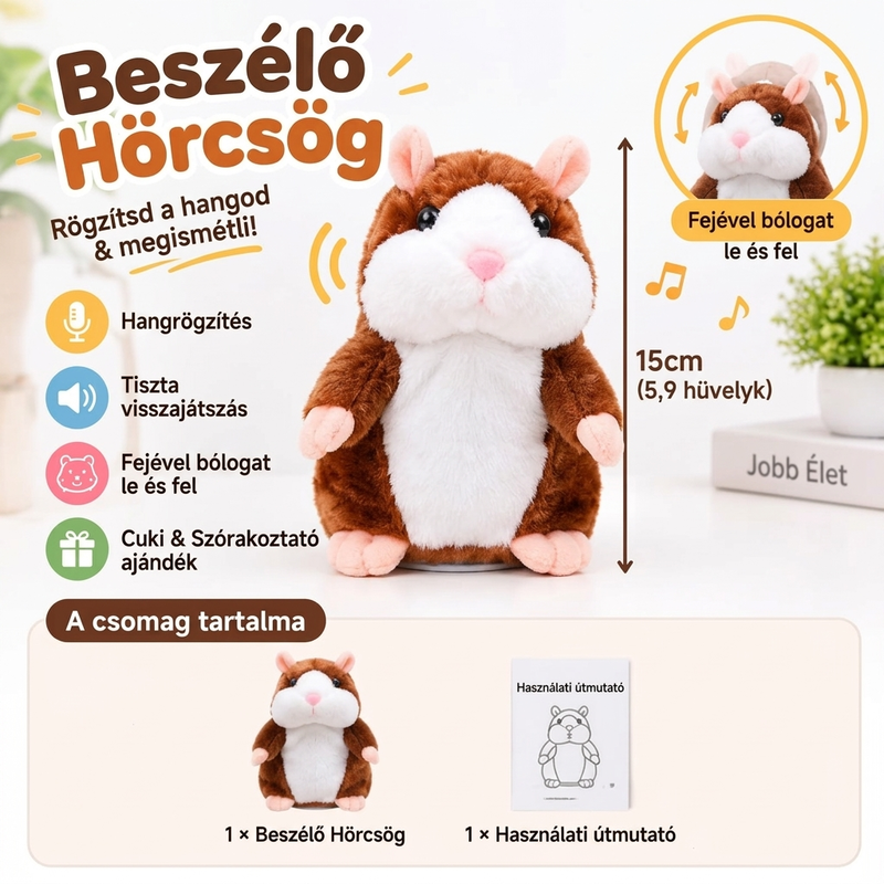 Beszélő hörcsög mérete és csomagolása