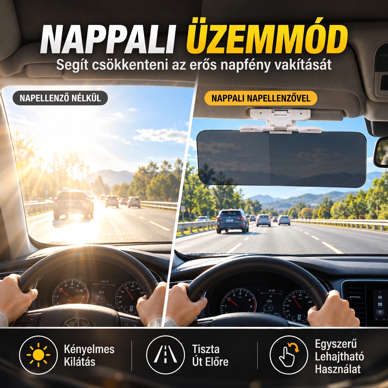 Nappali módú autós napellenző