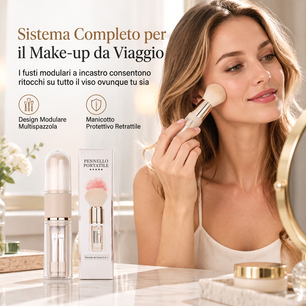 Sistema completo di pennelli da viaggio 5 in 1