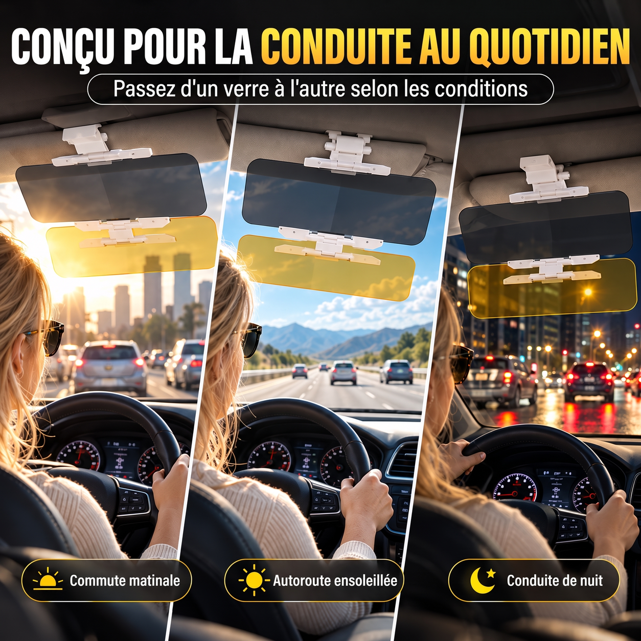 Visière jour et nuit pour situations de conduite quotidiennes