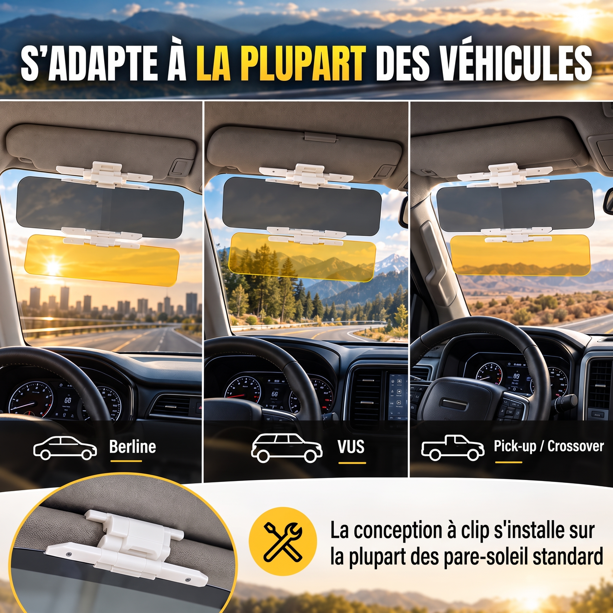 Compatibilité de la visière de voiture