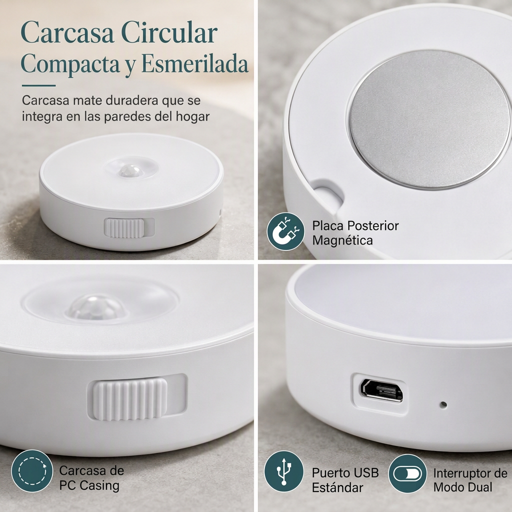Carcasa circular escarchada compacta y luz agradable