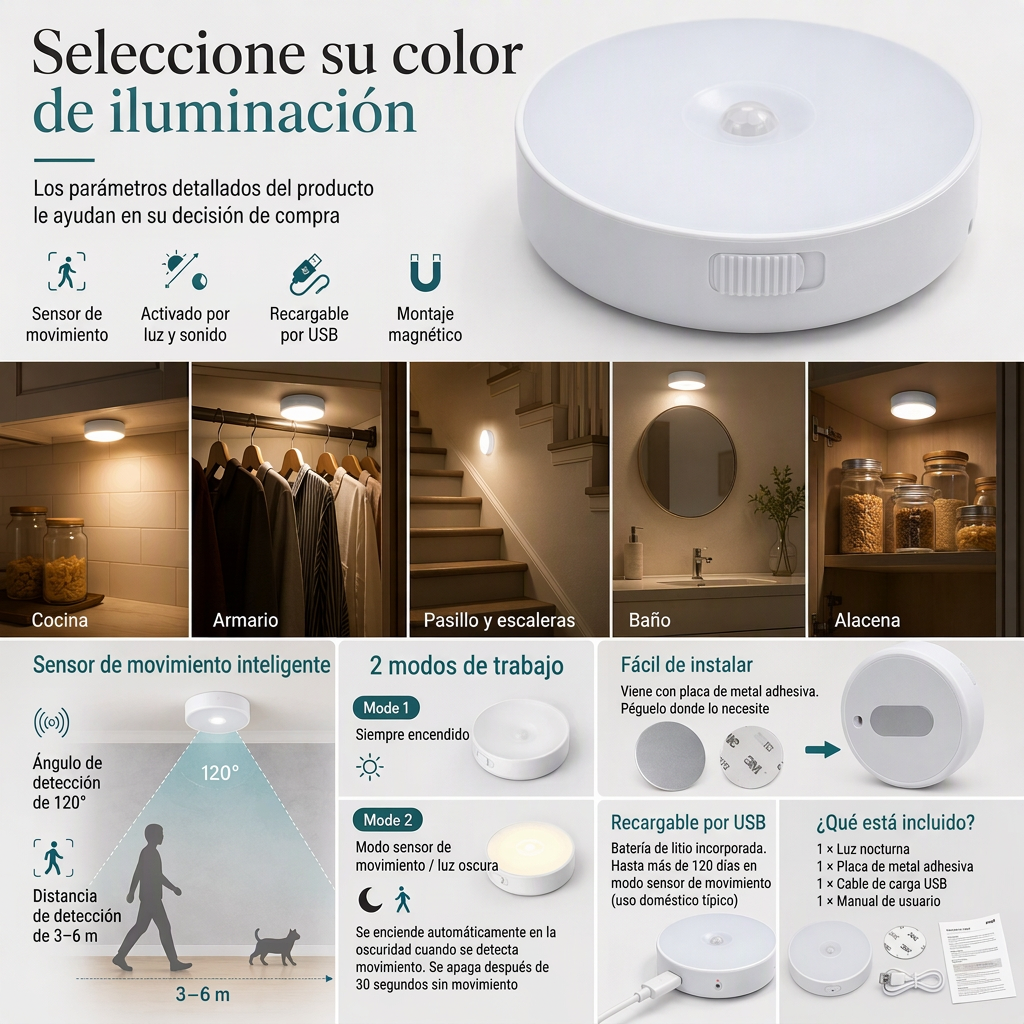 Selecciona entre luz blanca fría o blanca cálida según tu espacio