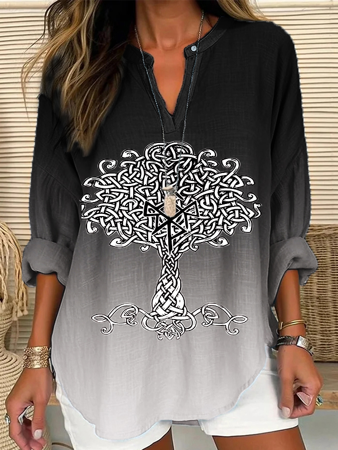 Frauen Vintage Viking Keltischer Knoten Kunst Baumwoll top