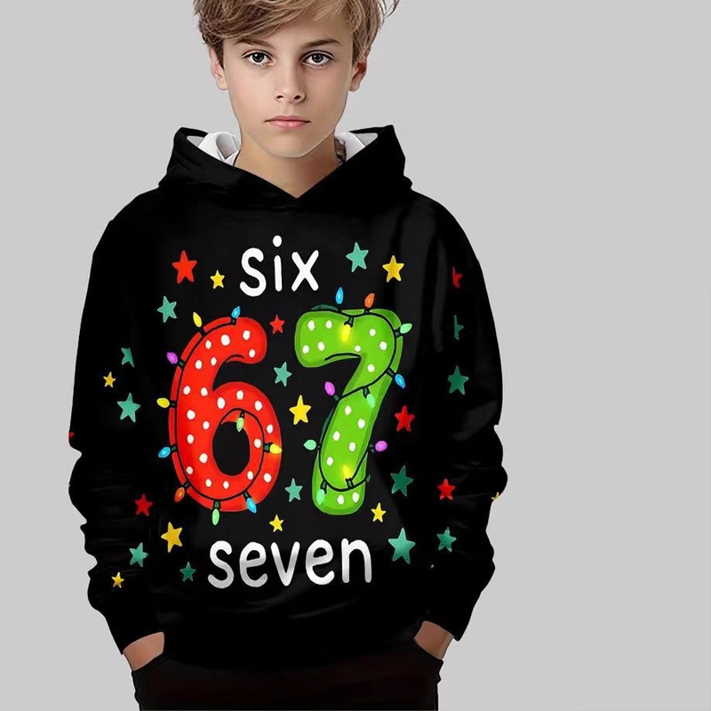 🎅2025 Christmas Sale 50% OFF🎄Kids' "67" Graphic Christmas Pullover Hoodies👕❄️