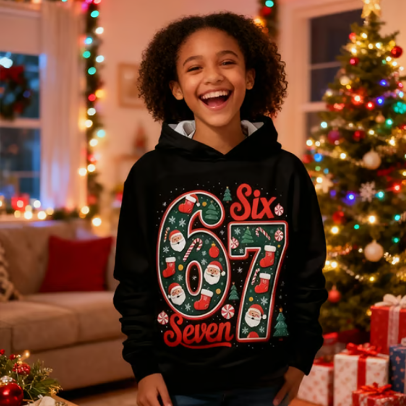🎅2025 Christmas Sale 50% OFF🎄Kids' "67" Graphic Christmas Pullover Hoodies👕❄️