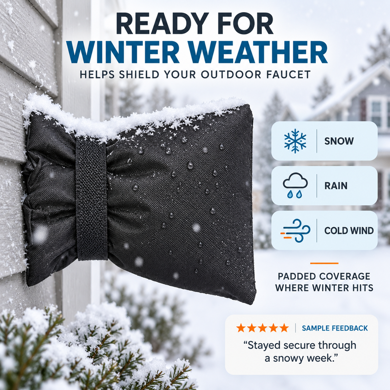 Outdoor tap cover with secure hook and loop fastening strap