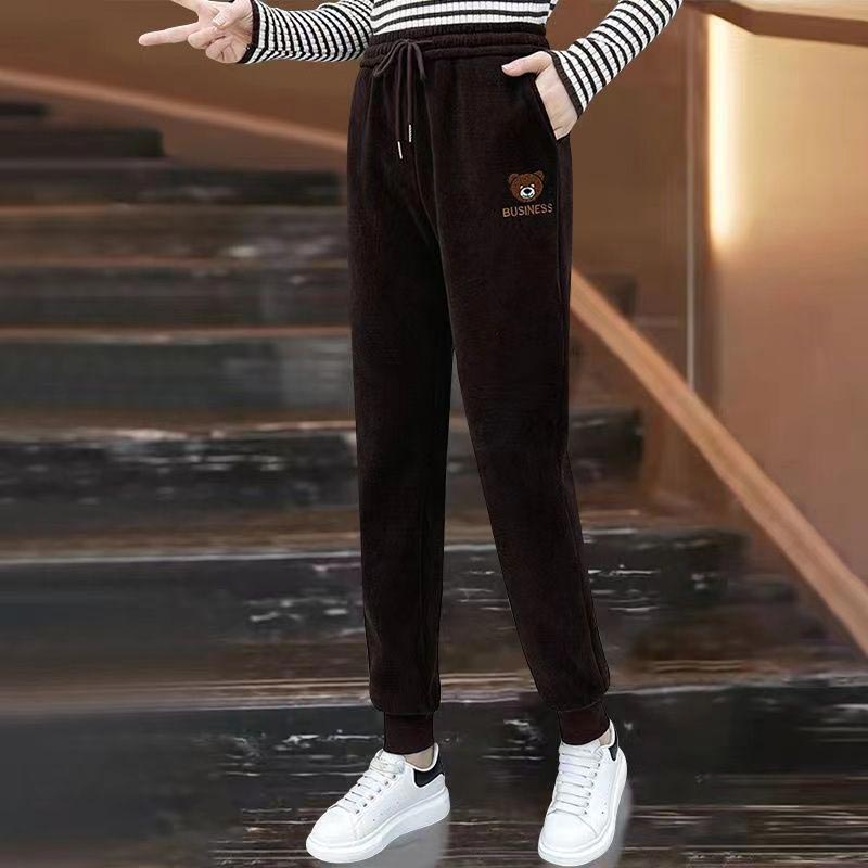 Warme Damen-Jogginghose aus Cord mit Plüschfutter