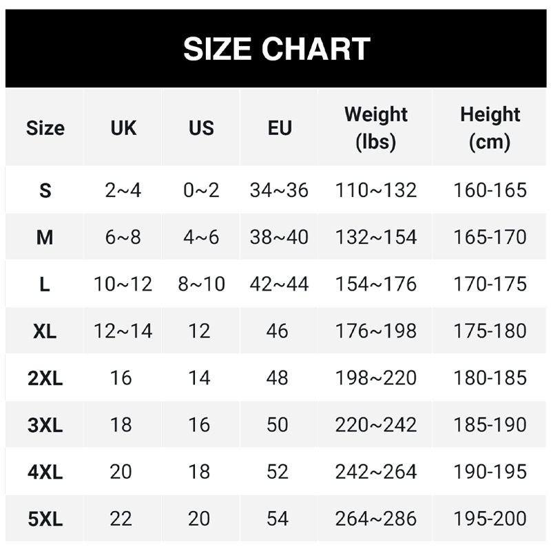 Size guide chart