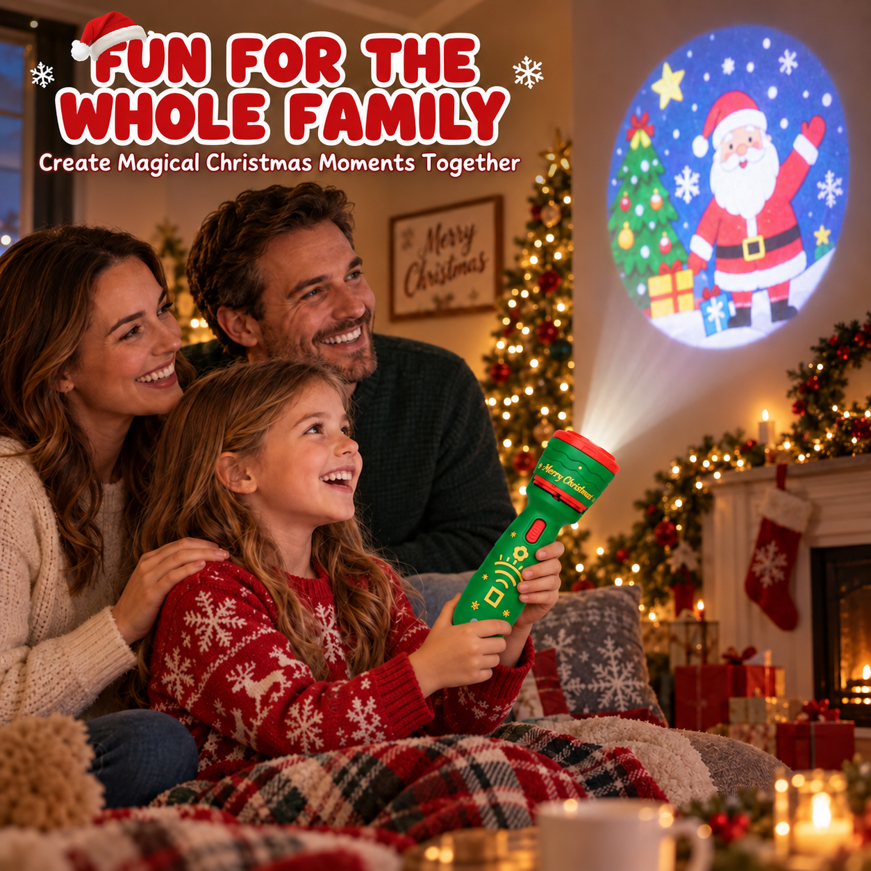 Projecting Christmas characters on the wall
