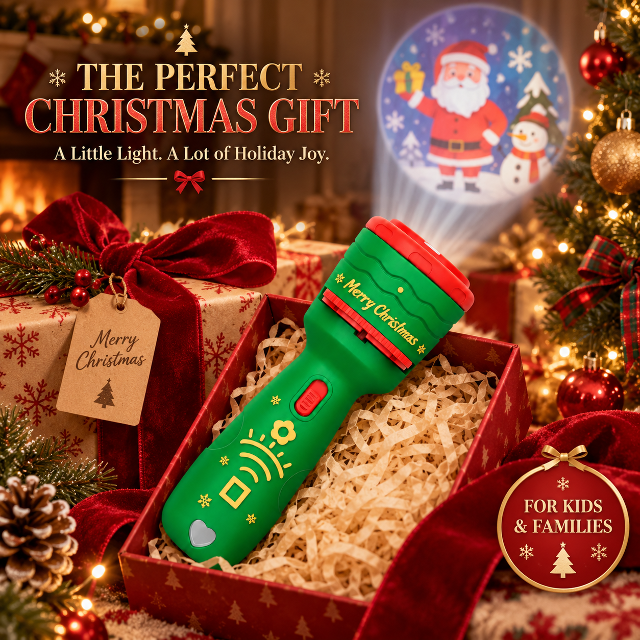Magic projection flashlight as a holiday gift